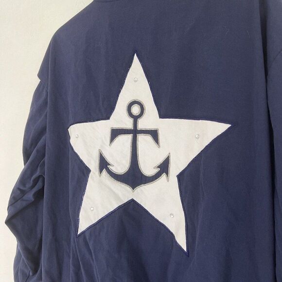 Rafael Womens Vintage 80 Nautical Navy Zip Up Bomber Jacket Stars & Anchor Small - Picture 11 of 11
